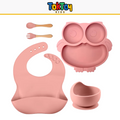 Prato Coruja Kit HootMeal com Talheres de Silicone e Ventosa Antiderrapante