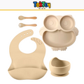 Prato Coruja Kit HootMeal com Talheres de Silicone e Ventosa Antiderrapante