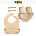 Prato Coruja Kit HootMeal com Talheres de Silicone e Ventosa Antiderrapante