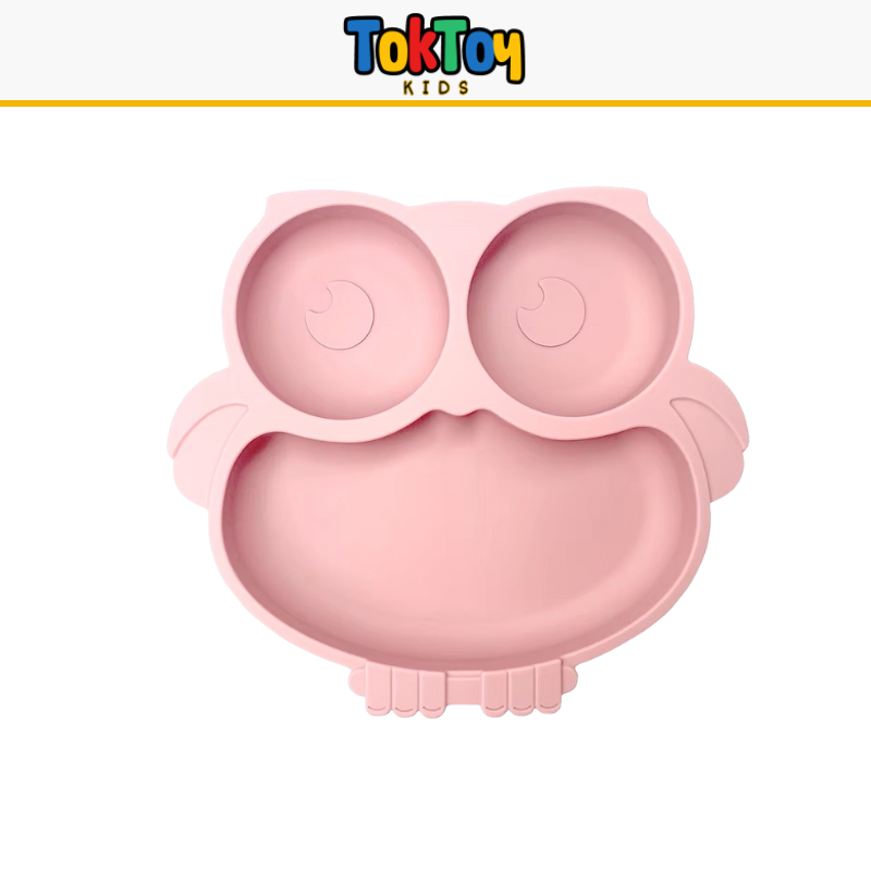 Prato Coruja Kit HootMeal com Talheres de Silicone e Ventosa Antiderrapante