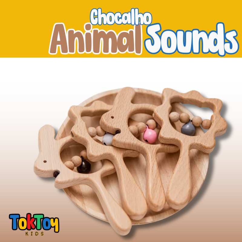 Animal Sounds – Chocalho Sensorial de Madeira 🐰🌿