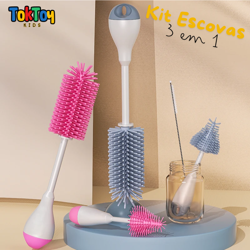 Conjunto de Escovas para Garrafas 3 em 1