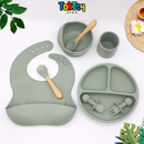 Kit Alimentação Bebê: Talheres e Tigela de Silicone 8 Peças