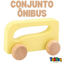 Conjunto Carrinhos - Ônibus de Madeira