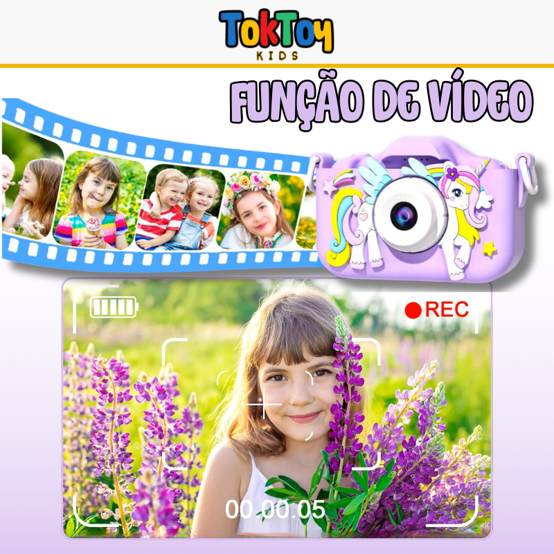 Câmera Infantil UniCam 1080P HD com 32GB - Brinquedo Educativo para Meninos e Meninas