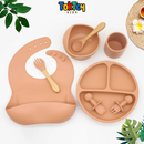Kit Alimentação Bebê: Talheres e Tigela de Silicone 8 Peças