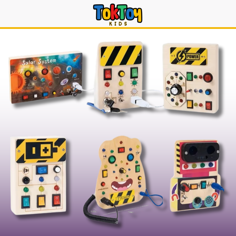 Painel de Atividades Montessori LED LumiPlay com Interruptores - Aprendizado Interativo para Crianças