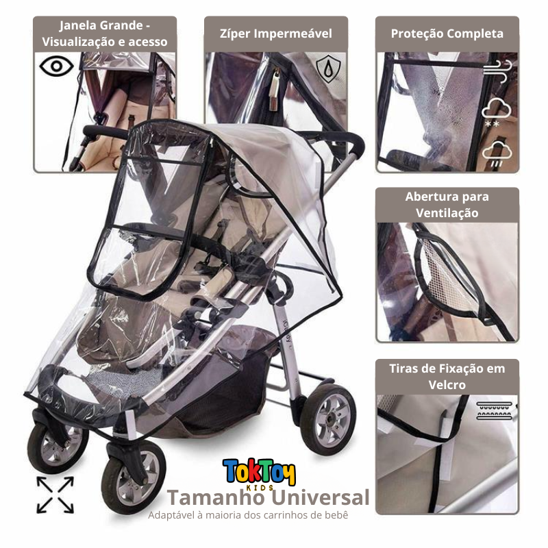 Capa Protetora Multiuso para Carrinho de Bebê: Chuva e Vento Sob Controle