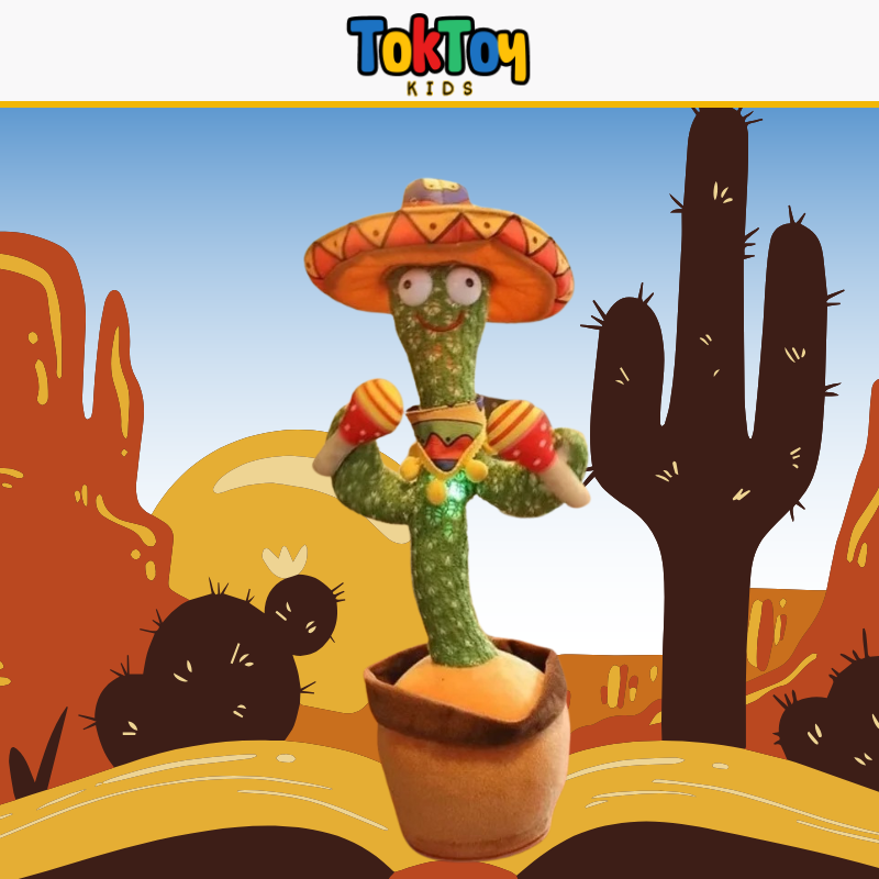 Cacto Amigo Interativo – Brinquedo de Pelúcia Falante, Dançante e Musical com Luzes LED e Recarga USB