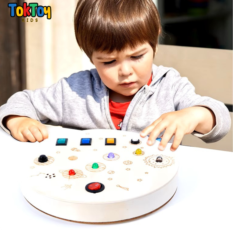 Painel de Atividades Montessori LED LumiPlay com Interruptores - Aprendizado Interativo para Crianças