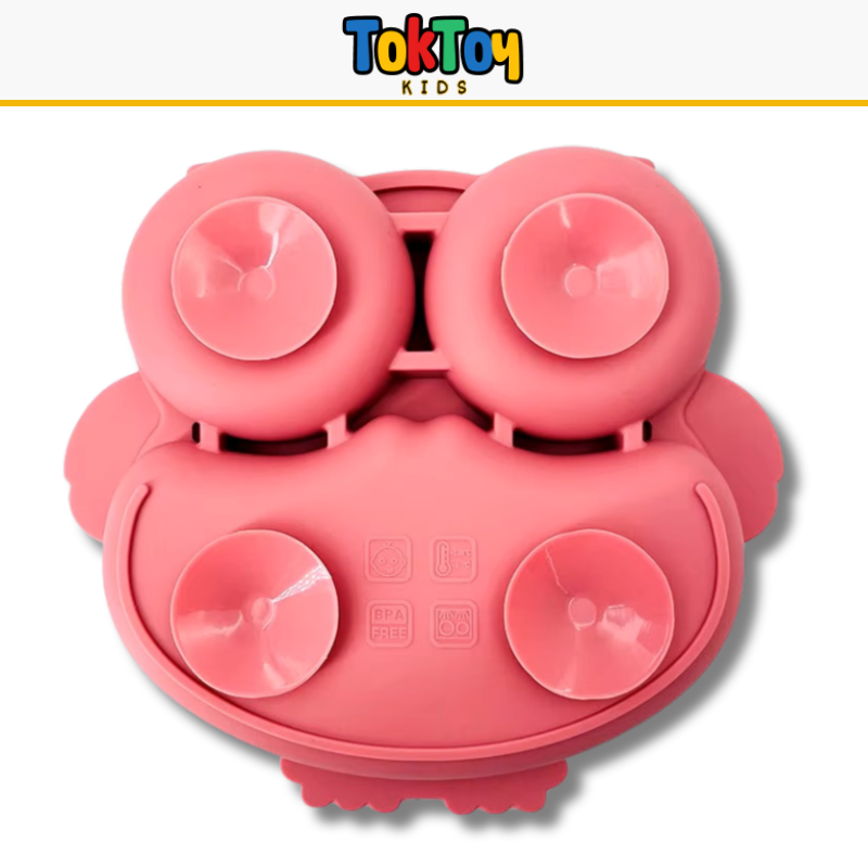 Prato Coruja Kit HootMeal com Talheres de Silicone e Ventosa Antiderrapante