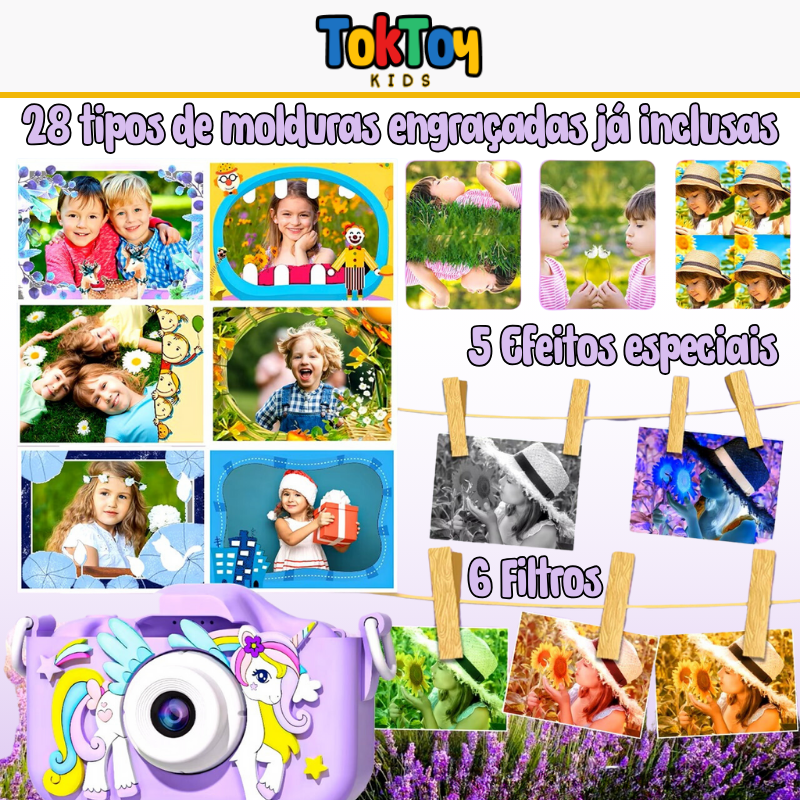 Câmera Infantil UniCam 1080P HD com 32GB - Brinquedo Educativo para Meninos e Meninas