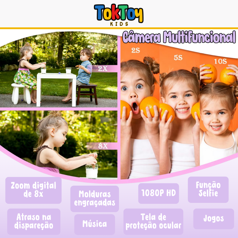 Câmera Infantil UniCam 1080P HD com 32GB - Brinquedo Educativo para Meninos e Meninas