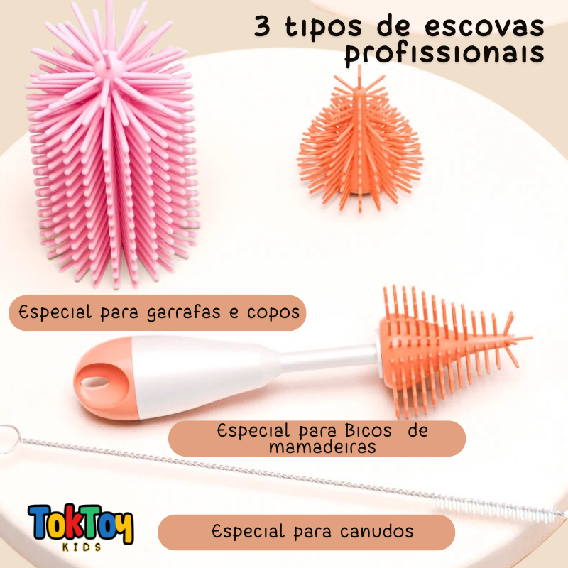 Conjunto de Escovas para Garrafas 3 em 1