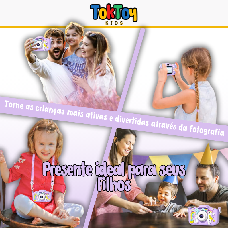 Câmera Infantil UniCam 1080P HD com 32GB - Brinquedo Educativo para Meninos e Meninas