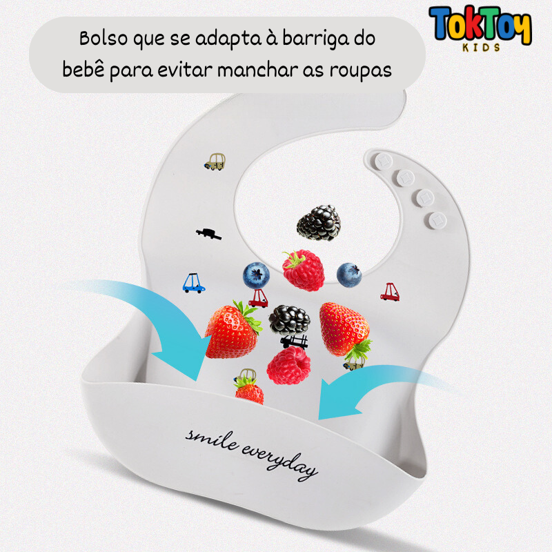 Babador Infantil de Silicone Impermeável e Prático para Limpeza