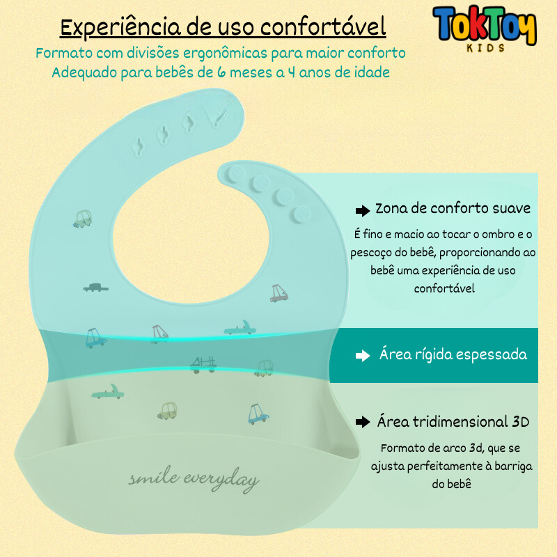 Babador Infantil de Silicone Impermeável e Prático para Limpeza