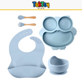 Prato Coruja Kit HootMeal com Talheres de Silicone e Ventosa Antiderrapante