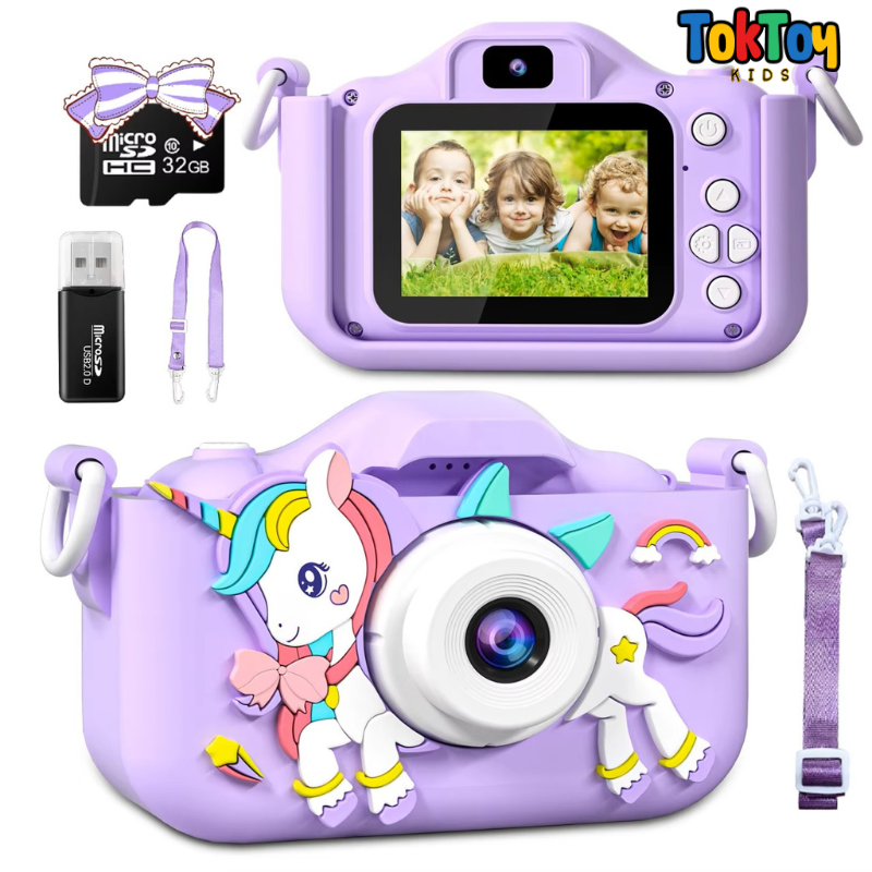Câmera Infantil UniCam 1080P HD com 32GB - Brinquedo Educativo para Meninos e Meninas