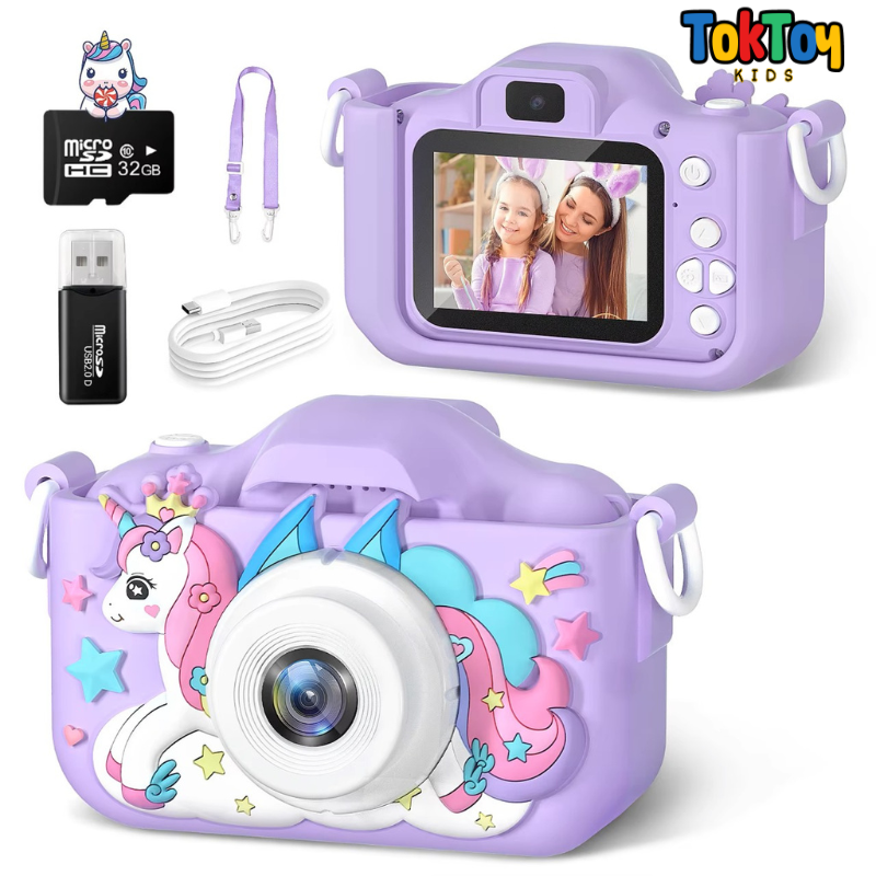 Câmera Infantil UniCam 1080P HD com 32GB - Brinquedo Educativo para Meninos e Meninas