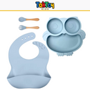 Prato Coruja Kit HootMeal com Talheres de Silicone e Ventosa Antiderrapante