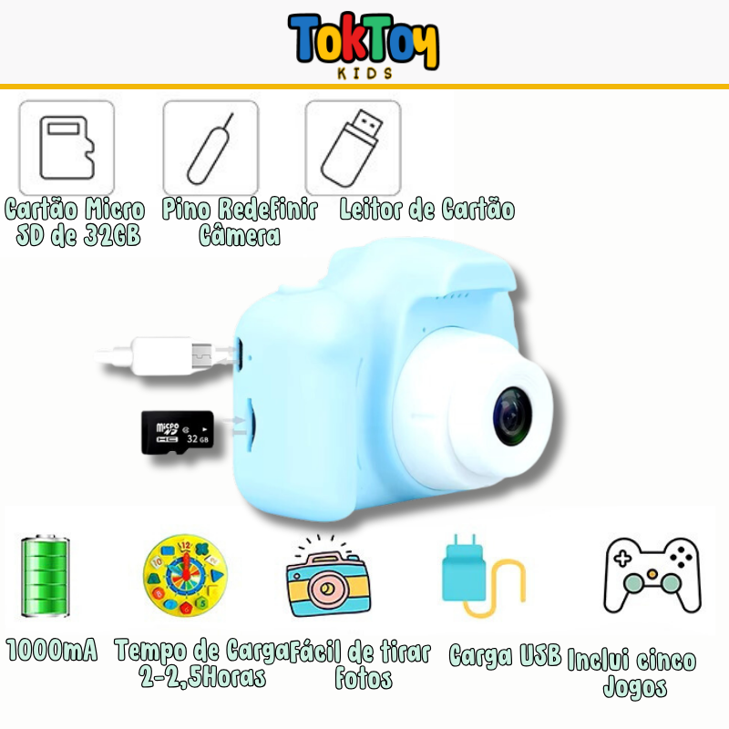 Câmera Infantil MiniCam HD - Brinquedo Educativo e Criativo para Crianças