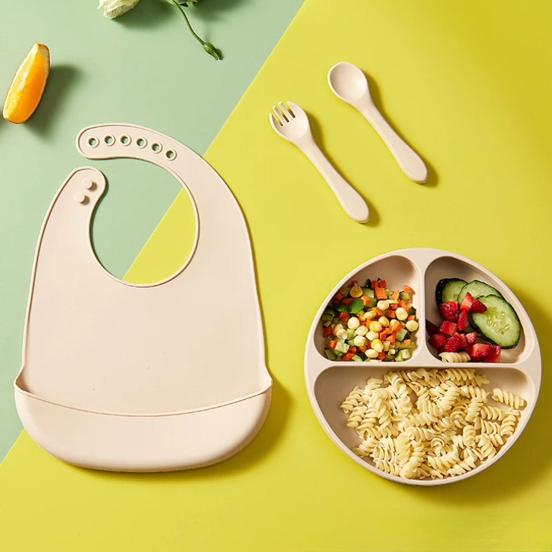 Babadores de Silicone Infantil em cores sólidas